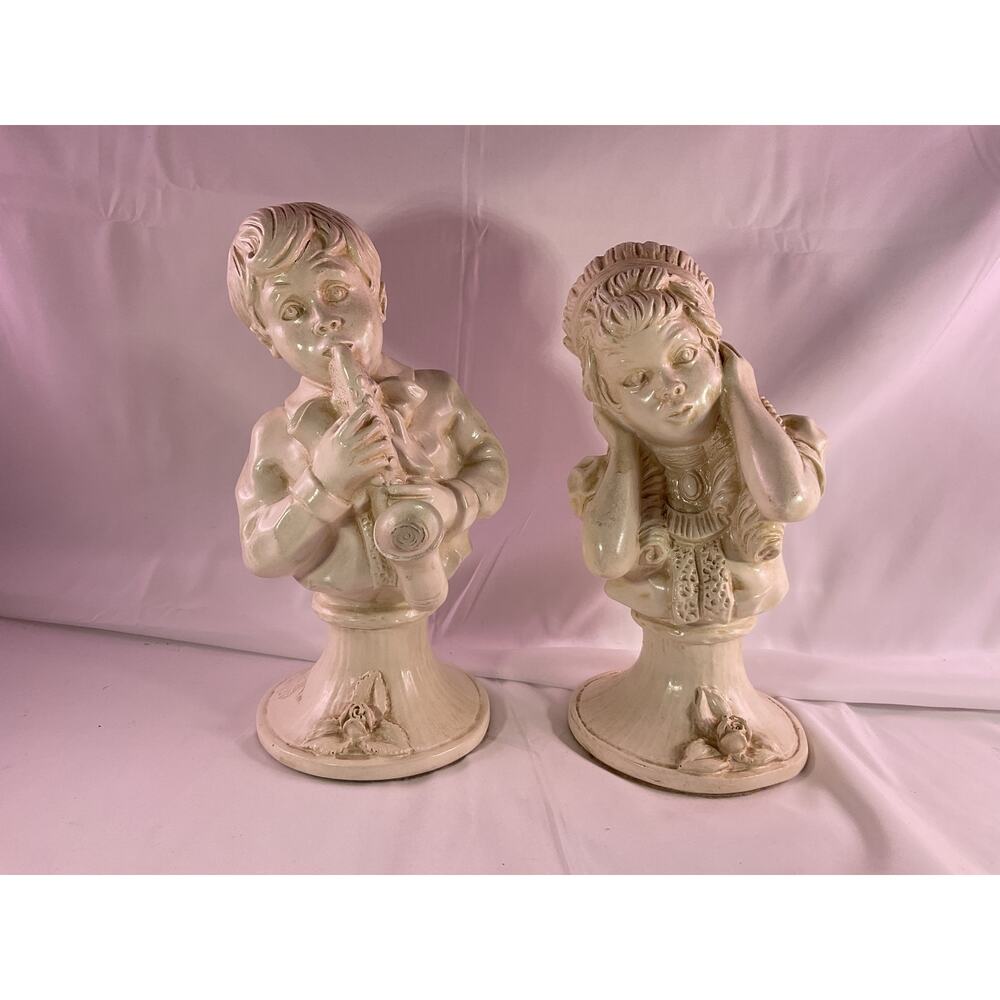 RARE J. Kendrick 1971 Music Statues Pair Universal Statuary Corp Signed Vintage
